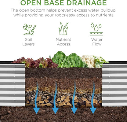 Best Choice Products 8x2x2ft Raised Outdoor Metal Garden Bed, Rectangular Planter Box for Herbs, Flowers, and Deep Root Vegetables w/ 240 Gallon Capacity - Galvanized
