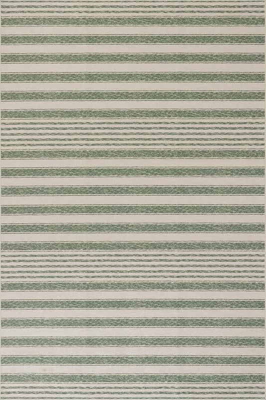 Dash & Albert Xaren Green Machine Washable Rug, Runner-2.5 X 8 Feet, Green/Grey Stripe Pattern