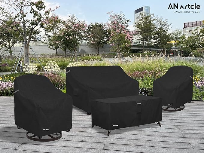 3-Seater Patio Sofa Cover,79W x 37D x 35H Inches Outdoor Couch Cover,100% Waterproof Heavy Duty Patio Sofa Covers,Patio Furniture Covers,Black