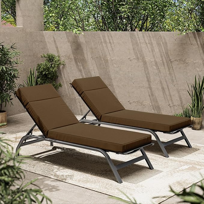 2 Pcs Chaise Lounge Cushions Outdoor, 80" L X 26" W X 4" D Lounge Chair Cushions for Outdoor Furniture, High-Density Foam Patio Chaise Cushion-Waterproof Fade-Resistant ThickPatio lounge chair cushion