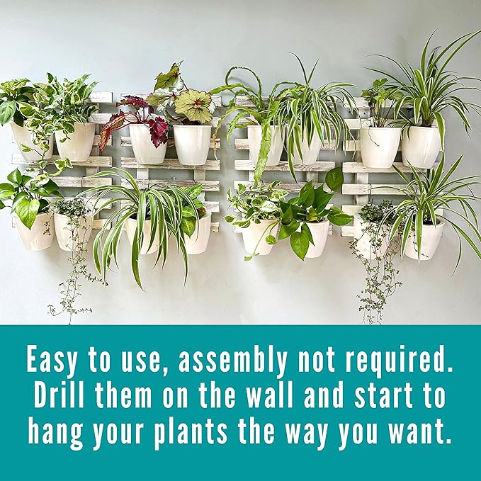 ShopLaLa Wooden Wall Hanging Planter - 2 Pack Wall Plants Holder for Flower Pot Indoor Outdoor Large Rustic White Wood Vertical Herb Garden System Boho Countryside Theme Decor 47.2" (120cm)