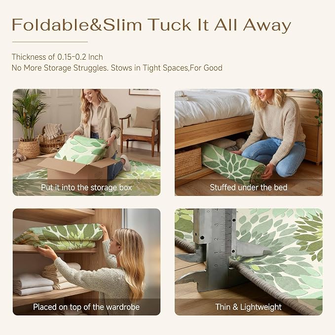 4x6 Indoor Outdoor Area Rug Washable Patio Rug Green Non Slip Non Shedding Waterproof Doormat for Living Room Bedroom Entryway Kitchen Front Porch Deck Backyard Dining Room