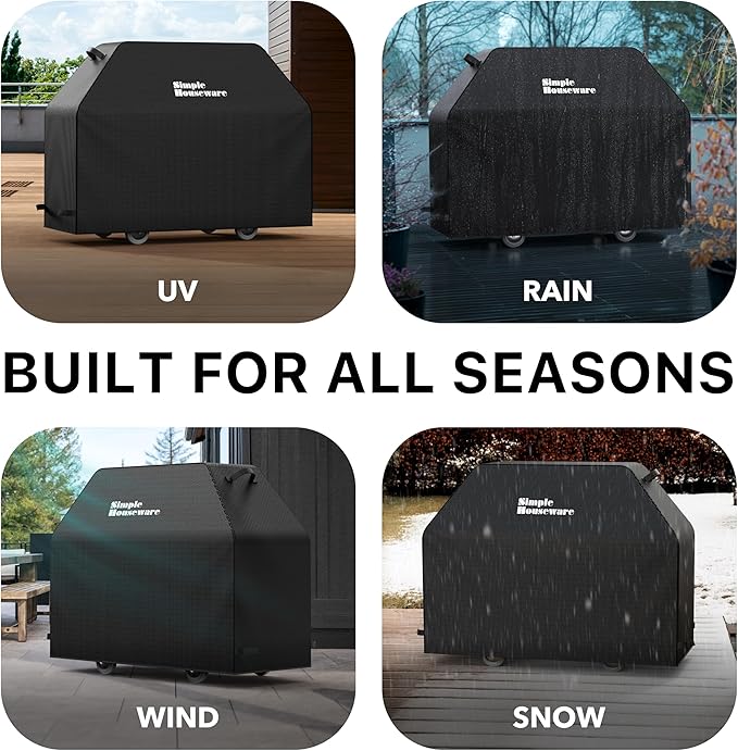 Simple Houseware 60 in. Heavy-Duty BBQ Gas Grill Cover, 600D Polyester Waterproof, Weather-Resistant