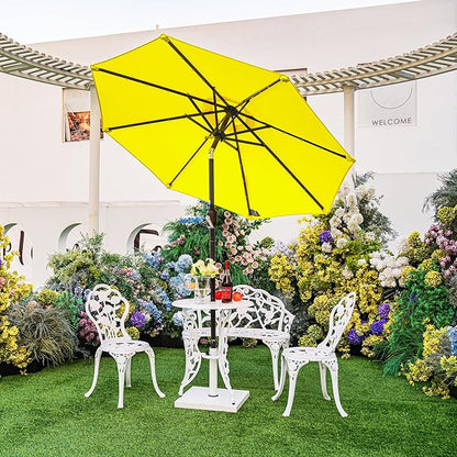 Sundale Outdoor 7 ft Solar-Powered 24 LED Lighted Patio Umbrella with Crank & Push Button Tilt for Garden, Deck, Backyard, Pool, 8 Ribs (Yellow)