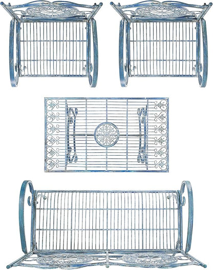 SAFAVIEH PAT5001C Collection Sophie Victorian Antique Blue 4-Piece Patio Outdoor Set
