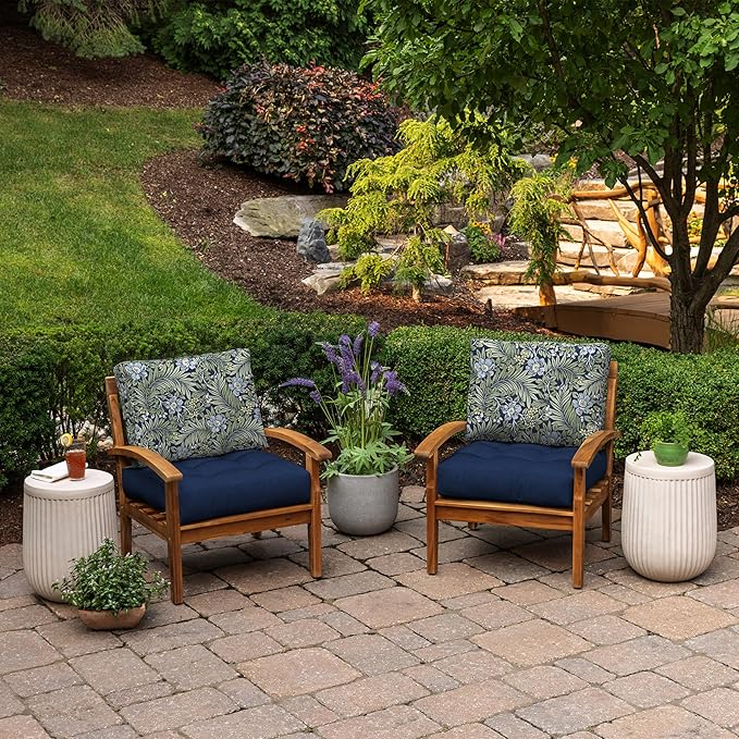 ARDEN Outdoor Plush Modern Tufted Blowfill Deep Seat Set, 24 in x 24 in, Weather-Proof, Rain-Proof, Fade Resistant Patio Cushion, Ultra Cozy Sapphire Morrison Floral
