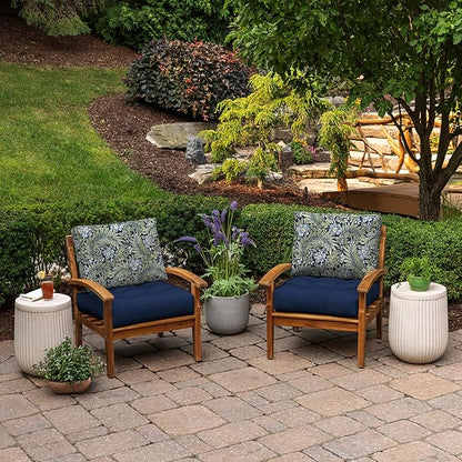 ARDEN Outdoor Plush Modern Tufted Blowfill Deep Seat Set, 24 in x 24 in, Weather-Proof, Rain-Proof, Fade Resistant Patio Cushion, Ultra Cozy Sapphire Morrison Floral