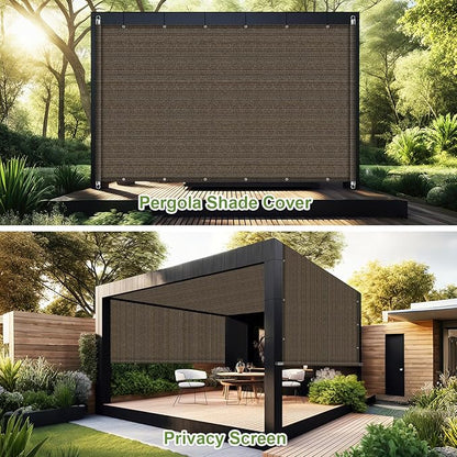 Shade&Beyond 9' W × 30' L Pergola Shade Cover Mocha Pergola Cover Canopy Replacement Shade Cloth for Garden, Patio, Deck, Porch with Grommets and Rods(Make Custom Size)