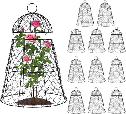 FRUITEAM 12Pcs Wire Plant Covers, 13×15.74in Large Plant Protectors from Animals, Chicken Wire Cloche Plant Cages for Outdoor Plants, Vegetables