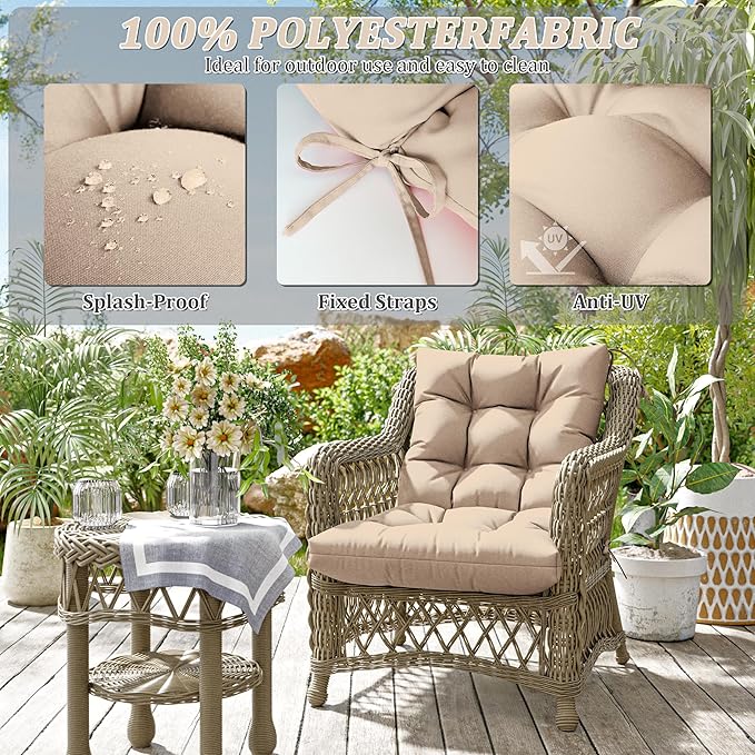 Patio Seat&Back Chair Cushions for Outdoor Furniture，Comfortable Cushions for Rocking/Dining/Lawn Chair-Set of 4