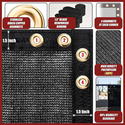 Amgo Custom Made 3' x 189' Black Balcony Privacy Screen, Apartment Porch Railing Patio Fence Windscreen Fabric Cloth, Heavy Duty, Commercial and Residential, 90% Blockage (We Customize)
