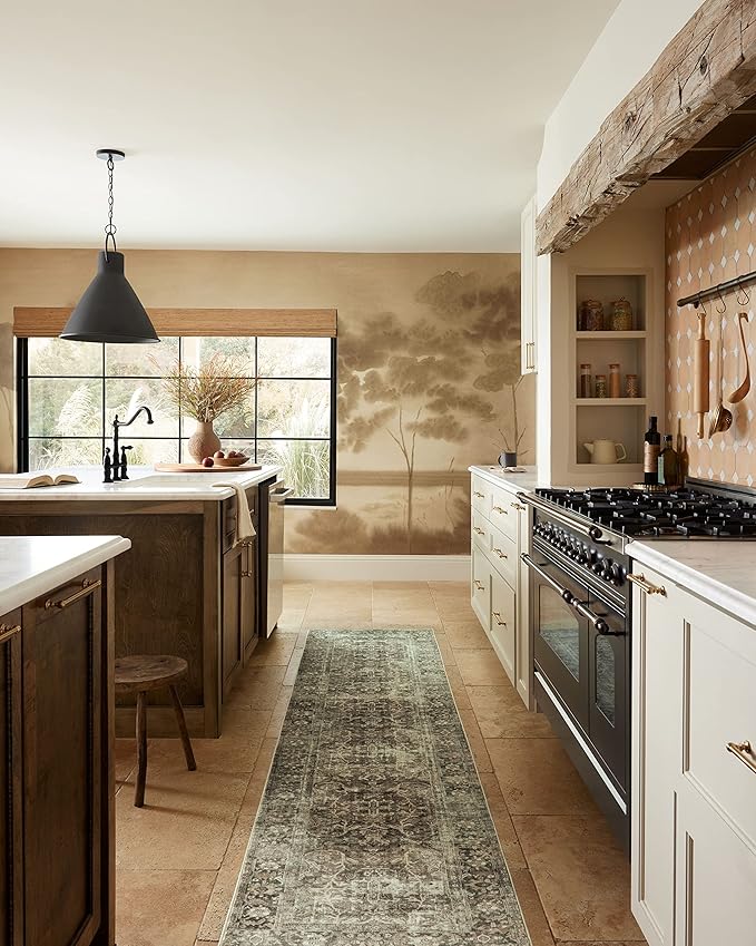 Loloi Magnolia Home by Joanna Gaines Sinclair Collection SIN-01 Pebble/Taupe 2'-3" x 9'-6", .25" Pile Height, Machine Washable, Runner Rug