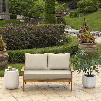 Arden Outdoor Loveseat Cushion Set, 48 x 24, Water Repellent, Fade Resistant, Cushion Set for Couch, Bench, and Swing, Tan Leala