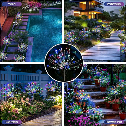 PEVOROS Garden Decor Solar Lights Outdoor,120LED Waterproof Colorful Solar Fairy Garden Lights for Outdoor Decoration,Yard, Patio, Porch,Flower Pot,Pathway, for 4th of July(6Pack)