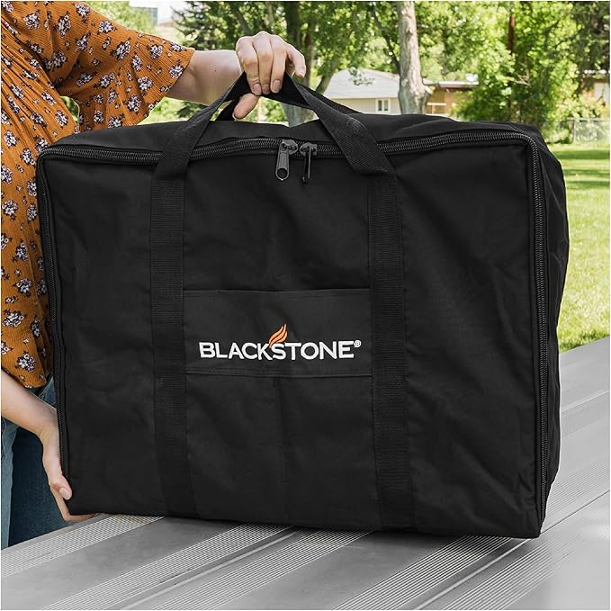 Blackstone Tabletop Griddle Cover & Carry Bag, 1722, Portable BBQ Grill Griddle Carry Bag & Cover for Travel - 600D Heavy Duty Weather Resistant Accessories, Black, 22 inch