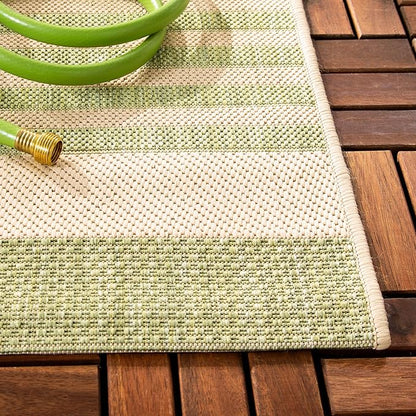 SAFAVIEH Washable Rug Outdoor Courtyard Collection - 2'3" x 6'7" Runner, Beige & Sweet Pea, Non-Shedding & Easy Cleaning, Ideal for Patio, Entryway, Mudroom, Hallway, Kitchen (CY6062-218)