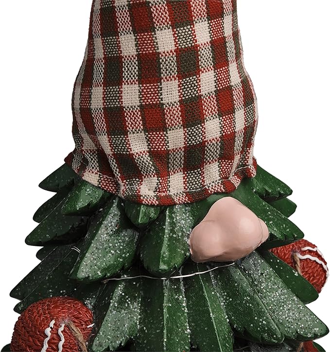 Alpine Corporation 28" Christmas Tree Merry Gnome Statues with Color Changing LED Lights, Holiday Decor