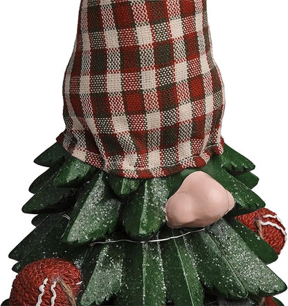 Alpine Corporation 28" Christmas Tree Merry Gnome Statues with Color Changing LED Lights, Holiday Decor
