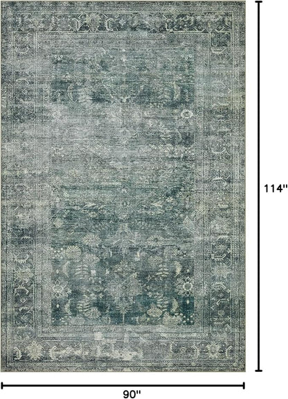 Loloi Magnolia Home by Joanna Gaines Banks Collection BAN-03 Blue/Lagoon 7'-6" x 9'-6", .13" Pile Height, Machine Washable, Area Rug