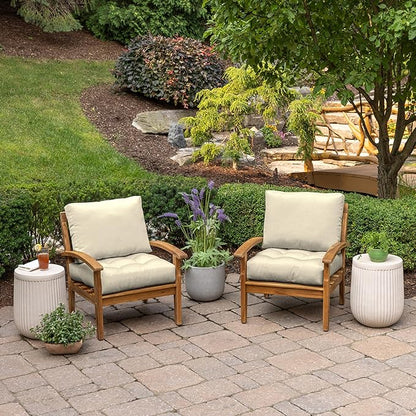 ARDEN Outdoor Plush Modern Tufted Blowfill Deep Seat Set, 24 in x 24 in, Weather-Proof, Rain-Proof, Fade Resistant Patio Cushion, Ultra Cozy 24 x 24, Tan Leala