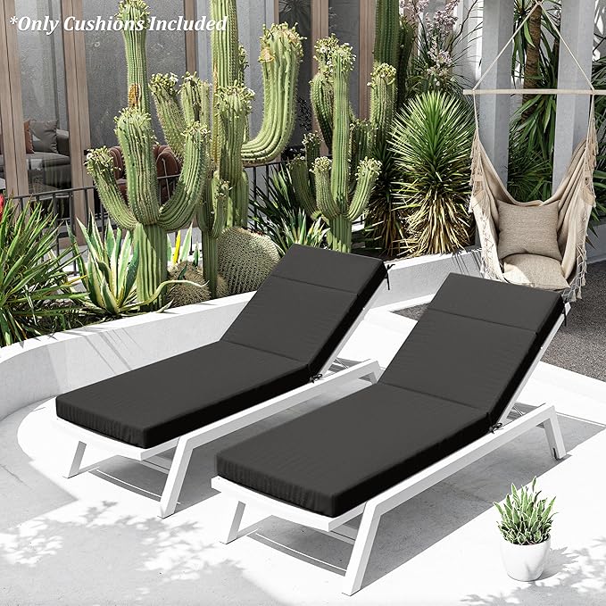 Chaise Lounge Cushion for Outdoor Furniture, Waterproof Fade and Tear Resistant Lounge Deck Chair Cushions for Patio Lawn Pool Resort Hotel