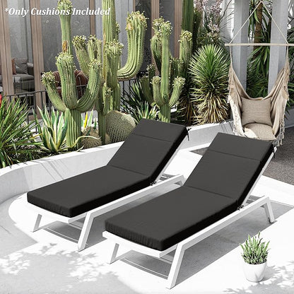 Chaise Lounge Cushion for Outdoor Furniture, Waterproof Fade and Tear Resistant Lounge Deck Chair Cushions for Patio Lawn Pool Resort Hotel