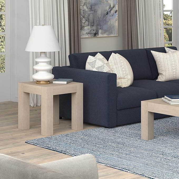 Henn&Hart Langston 22" Wide Square Side Table in Alder White