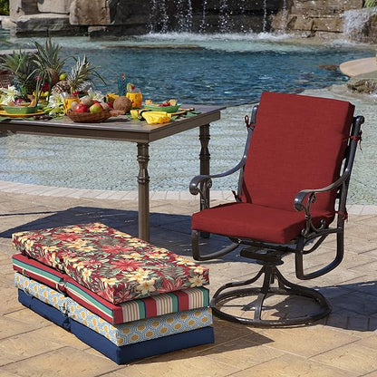 Arden Foam Outdoor Dining Chair Cushion, 20 x 44, Premium High-Density Foam, Never Flattens, Weather-Proof for Outdoor Chairs, Ruby Red Leala