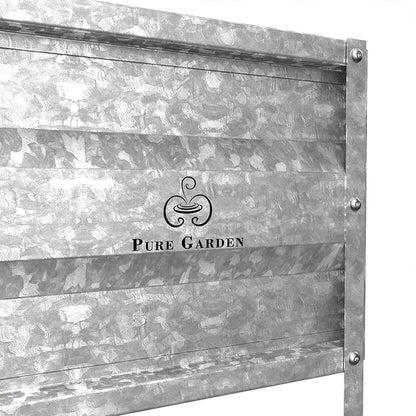 Pure Garden Raised Garden Bed Plant Holder Kit with Adjustable Galvanized Iron for Growing Flowers, Vegetables, Herbs
