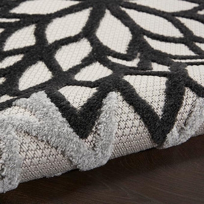 Nourison Aloha Indoor/Outdoor Black White 12' x 15' Area Rug, Tropical, Botanical, Easy Cleaning, Non Shedding, Bed Room, Living Room, Dining Room, Deck, Backyard, Patio (12x15)