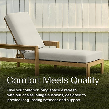 Honeycomb Outdoor Heritage Chaise, 22.5" W x 70" L, Textured Solid Bone Chair Cushion for Patio Furniture