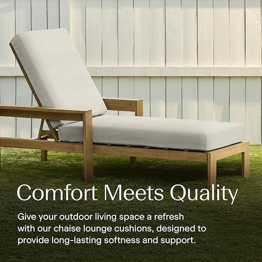 Honeycomb Outdoor Heritage Chaise, 22.5" W x 70" L, Textured Solid Bone Chair Cushion for Patio Furniture