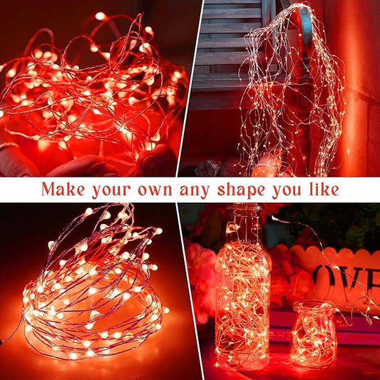 Selarlyt Solar String Lights for Outside, 72Ft 200 LED Solar Fairy Lights with 8 Modes, Solar Powered Fairy Lights Waterproof for Christmas Tree Garden Party Wedding（Red）