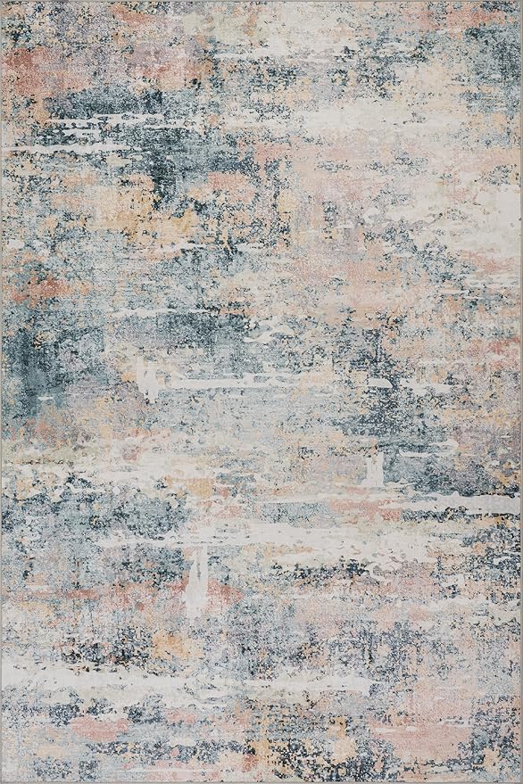 Dash & Albert Blaire Mineral Machine Washable Rug, 4 X 6 Feet, Multicolored Graphic Pattern