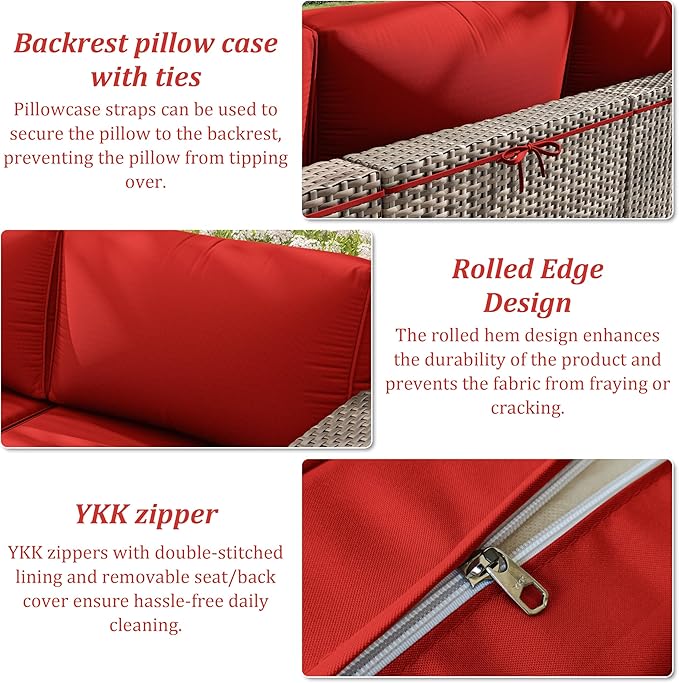 14 Pcs Outdoor Cushion Slipcovers Outdoor Patio Cushion Covers Replacement Waterproof with Zipper for Outdoor Furniture, Patio Sofa Couch 3 Sizes, Covers Only