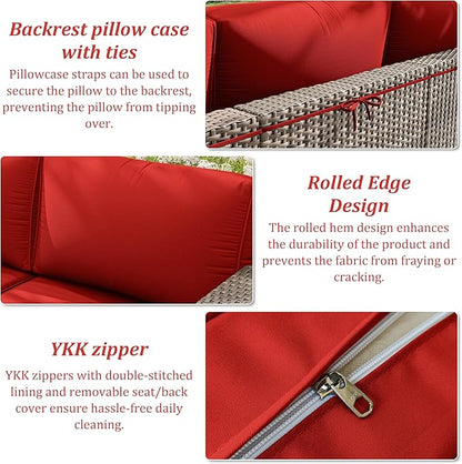 14 Pcs Outdoor Cushion Slipcovers Outdoor Patio Cushion Covers Replacement Waterproof with Zipper for Outdoor Furniture, Patio Sofa Couch 3 Sizes, Covers Only
