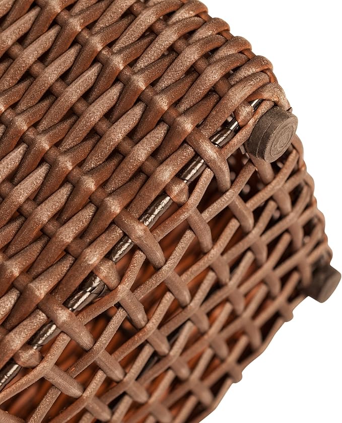 Balkene Home 62501 Alto Wicker All-Weather Planter Set with Liners Tall Plant Decor Box for Outdoors Patio Herb Garden Furnishings - Mocha - Pack of 2