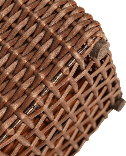 Balkene Home 62501 Alto Wicker All-Weather Planter Set with Liners Tall Plant Decor Box for Outdoors Patio Herb Garden Furnishings - Mocha - Pack of 2