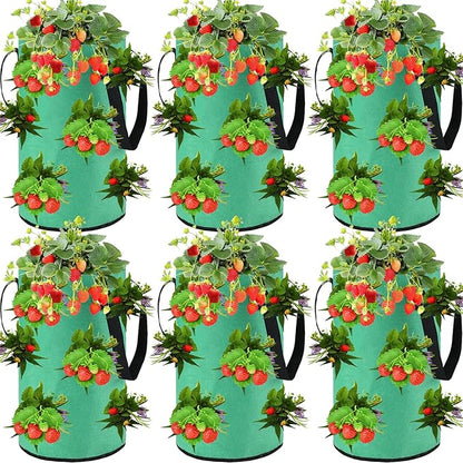Boao 6 Pieces 3 Gallon Tomato and Herb Planter Hanging Aeration Fabric Strawberry Grow Bags Hanging Strawberry Planter Upside Down Tomato Plant Hanger Vegetable Planting Bags for House(Green)