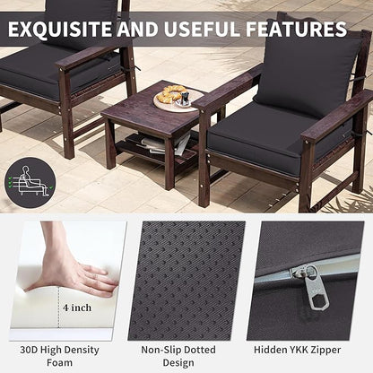 Premium Outdoor Seat Cushion Chair Cushions for Patio Furniture 22 L X 24 W X 4 H Waterproof & Fade Resistant Deep Seat and Backrest Cushion Set with Removable Covers for Chair, Sofa