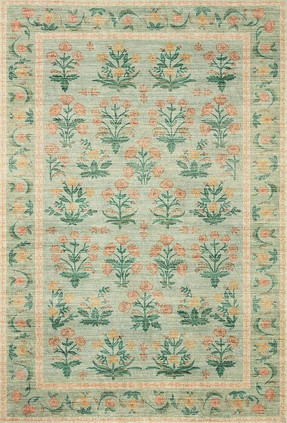 Loloi Rifle Paper Co. Eden Collection EDE-01 Mughal Rose Moss 2'-6" x 11'-6" Runner Rug feat. CloudPile™