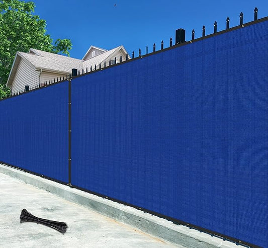 4'x219' Privacy Fence Screen Net Fencing 90% Privacy Blockage Windscreen Fence Cover with Copper Grommet for Patio Backyard Garden Swimming Pool, Zip Ties Included, Blue
