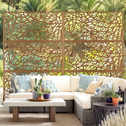 Outdoor Privacy Screen,72" H×47" W Metal Privacy Screen, Freestanding Privacy Fence Panels for Patio