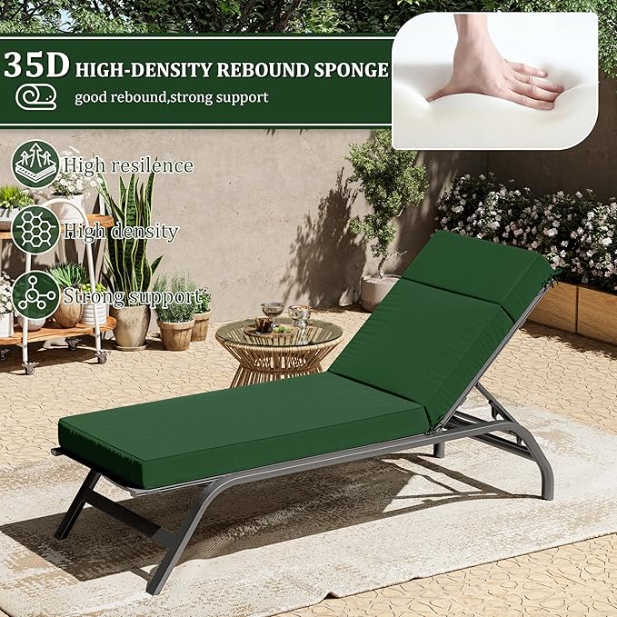 Chaise Lounge Cushions Outdoor, 80" L X 26" W X 4" D Lounge Chair Cushions for Outdoor Furniture, High-Density Foam Outdoor Chaise Cushion-Waterproof Fade-Resistant ThickPatio lounge chair cushion