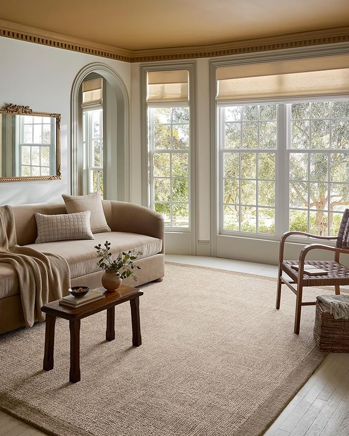 Loloi Magnolia Home by Joanna Gaines Henley Collection HNY-01 Ivory/Brown 3'-6" x 5'-6" Accent Rug