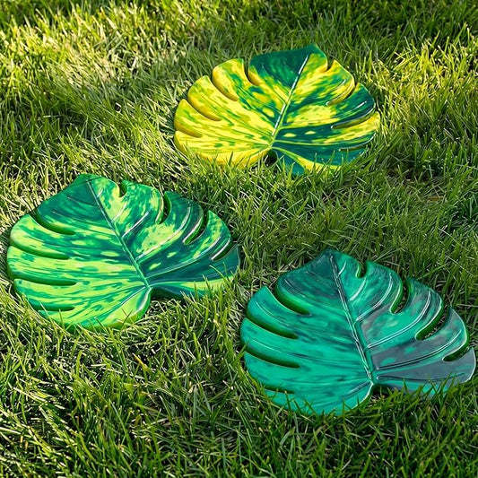 Cinnvoice 3 Pack Garden Stepping Stone Outdoor, Decorative Dimensional Resin Stepping Stones for Patio Pathway Landscaping Walkway Sculpture Yard Backyard Lawn(Monstera Deliciosa,8.4×10 Inches)