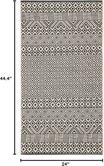 SAFAVIEH Washable Rug Outdoor Courtyard Collection - 2' x 3'7", Beige & Black, Non-Shedding & Easy Cleaning, Ideal for Patio, Front Door, Entryway, Doormat (CY6235-25612)