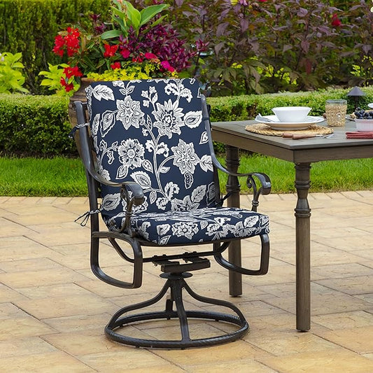 Arden 4-Pack Outdoor Patio Dining Chair Cushion, 20x44, Rain-Proof Seat Pad, Fade-Resistant Outdoor Cushion Sapphire Blue Ashland Jacobean