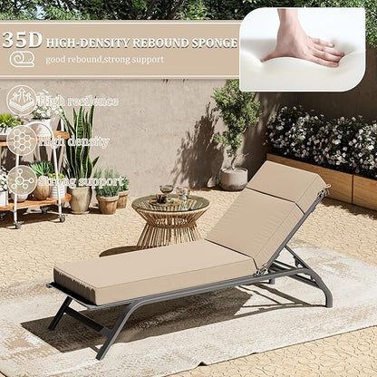 2 Pcs Chaise Lounge Cushions Outdoor, 72" L X 21" W X 4" D Lounge Chair Cushions for Outdoor Furniture, High-Density Foam Patio Chaise Cushion-Waterproof Fade-Resistant ThickPatio lounge chair cushion