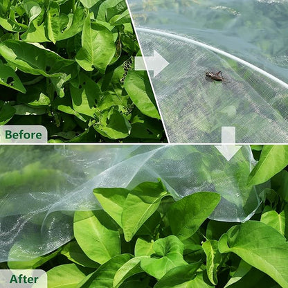10 * 50FT Ultra Fine Garden Mesh Netting Pest Barrier, White Plant Covers for Outdoor Patio Greenhouse Crops Vegetables Fruit Flower Garden Protection, Row Covers Fabric Screen Insect Bug Bird Netting